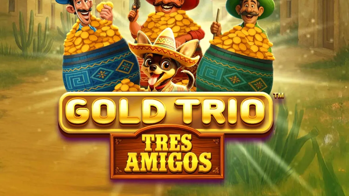 Tampilan antarmuka game slot Gold Trio: Tres Amigos di perangkat seluler