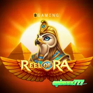 Tampilan antarmuka slot Reel of Ra dengan simbol koin dan tema Mesir Kuno.